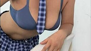 60-Year-Old Stepmom in Student Uniform Begs for Fetish Sex!