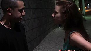 hey stranded teen gets ROUGH FUCK in public pickup