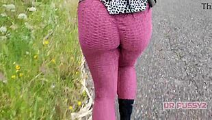 Ebony babe in leggings, you running alone invites my thick cock pounding?