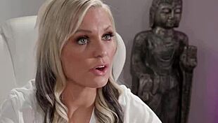 blonde wife gets her shaved pussy licked during massage then squirts everywhere...