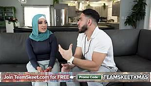 hey virgin hijab girl ready for coach's big cock riding and doggystyle lessons in leggings?