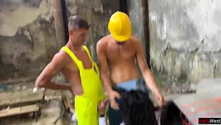 Girl Realtor Takes Gangbang in Abandoned House on High Heels