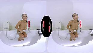 bold ebony babe rides cock hard in steamy shower cowgirl frenzy