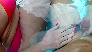 me n my buddy lure curvy milf to pool for big cock threesome fun!