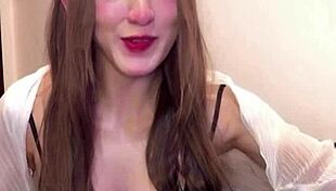 cute japanese ladyboy with huge tits masturbates live on cam while crossdressed