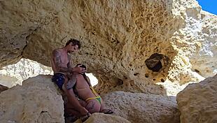 brazilian damiana flashes curvy ass in portuguese cave