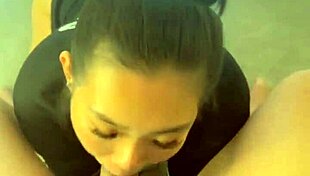 gave my friend his first sloppy blowjob love making him cum fast in my mouth