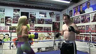 Blonde bombshell bimbo pounds in mixed boxing golden temptation