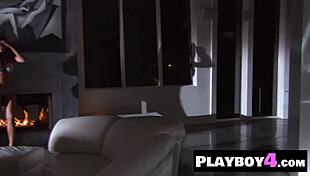 sexy milf flaunts huge tits and curves stripping hot lingerie.