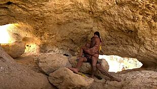 brazilian damiana flashes curvy ass in portuguese cave