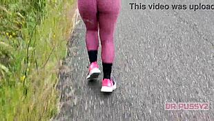 Ebony babe in leggings, you running alone invites my thick cock pounding?