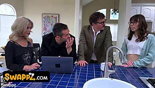 Stepdads Pound Slutty Stepdaughters in Seductive Group Orgy!