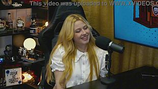 tiny panty teen bends over podcast table flashing wet pussy super horny 🔥