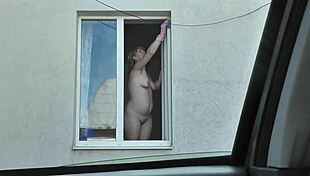 nude neighbor milf no panties bra washin windows big tits pussy as taxi peeps