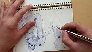 Quick Parker Pen Captures Doggy-Style Foot Fetish in Sketchbook Sketch