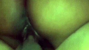 ebony babe rides big black cock cowgirl creampie keeps bouncing cum covered