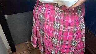 redhead caught giving blowjob in school library