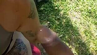 Si Papi! Big Natural Tits Outdoor Kisses Lead To Hot Cumshot! 