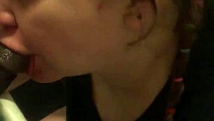 crazy redhead white girl slurps monster black cock in shower