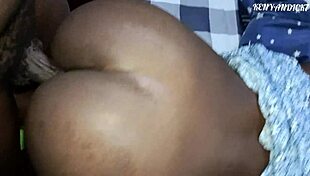 African homemade ebony couple bangs doggystyle on bed close up before sleep