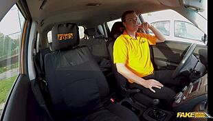 at fake driving school blonde bombshell marllyn sugar mounts instructor cowgirl style after pov teasing