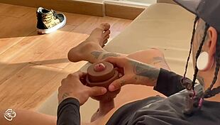 Stepmom catches me stroking hairy pussy and claims my virgin load!