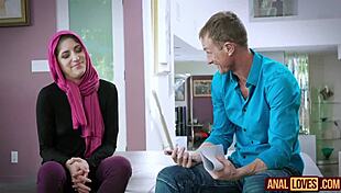 Nikki Knightly's Horny Hijab Slut Spreads Asshole Wide Open Hard