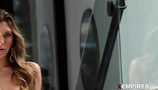 sexy teen in black lingerie pussy hammered hard by monster cock riding