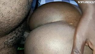 African homemade ebony couple bangs doggystyle on bed close up before sleep