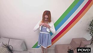 gracey fox petite redhead skinny small tits small waist lets casting agent try monster cock creampie riding missionary wet tight pussy interview