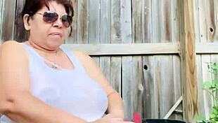 her BIG TITS pop through soaked wet shirt pussy tease