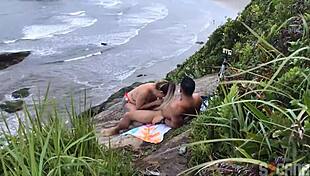 a brazilian couple gets caught fucking on sao paulo beach