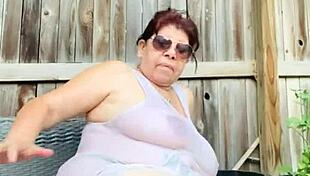 her BIG TITS pop through soaked wet shirt pussy tease