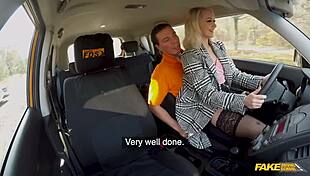 at fake driving school blonde bombshell marllyn sugar mounts instructor cowgirl style after pov teasing