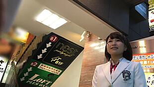 Chubby Japanese Idol in Miniskirt Offers Faceshot Backstage Option