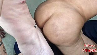 😈 hung stud pounds brunette trans while she fucks gringo bottom 🍑🔥