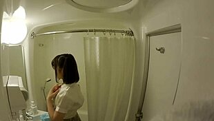 Chubby Japanese Idol in Miniskirt Offers Faceshot Backstage Option