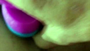 Chubby brunette gapes ass with rainbow dildo creampie