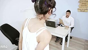 boss corrects petite secretary's bad work with rough cock pounding