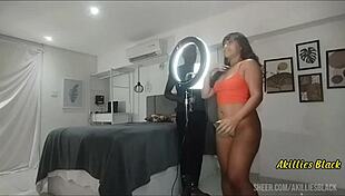 Pretty brunette blogger spreads legs for ac technician's huge black cock and screams in orgasmic bliss