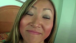 damn i ram this petite asian's tiny ass with my huge pink cock then cum on her small tits