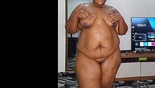 Sweaty ebony milf mara exotic bounces fat ass. Closeup pussy lips spread wide plump bbw style