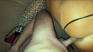 whoa, leopard outfit milf in heels rips clothes for creampie surprise