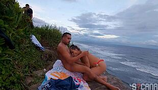a brazilian couple gets caught fucking on sao paulo beach