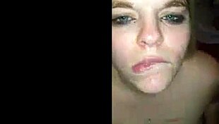 green-eyed branquinha slurps cock till hot cum floods her mouth