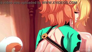 Venti and Gorou explore futanari crossdressing pleasures in this shemale ladyboy adventure by theobrobine