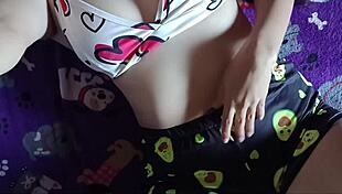 Submissive 18+ Latina Bunny Begs for More Cock on Bed