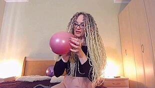 custom balloon fun with curvy mommy showing off her big tits