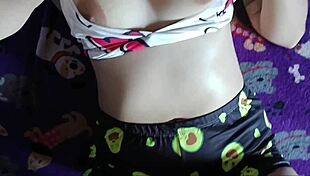 Submissive 18+ Latina Bunny Begs for More Cock on Bed