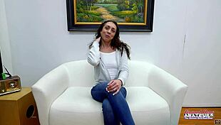 Sexy brunette Mercedez grabs that big cock sucking riding it hard till she swallows every drop